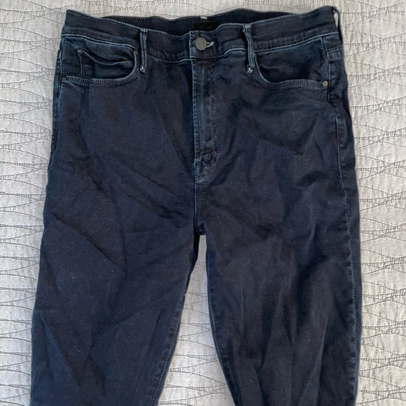 MOTHER The Stunner Zip Two Step Fray Dark Wash High Rise Jeans Size 32 - Picture 5 of 10